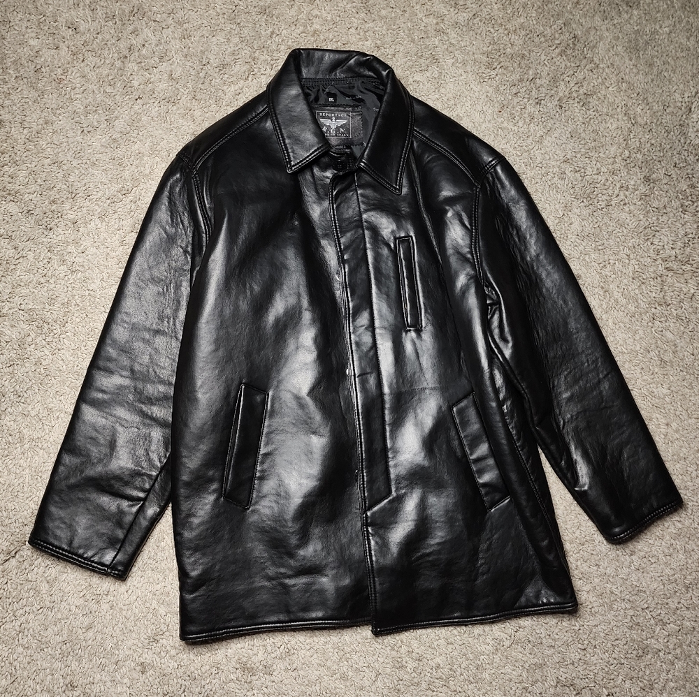 *H P* Reportage R.G.A. Italian Black Leather Jacket Coat Men's XXL